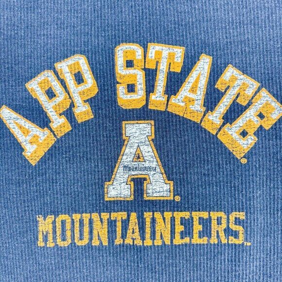 App State Mountaineers Shirt Mens Medium Gray Waffle Knit Champion LS Tee Boone - Picture 2 of 11